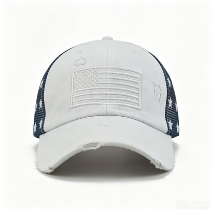 ⏰Distressed American Flag Mesh Baseball Cap
