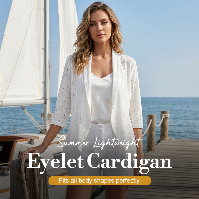 Women's Summer Lightweight Eyelet Cardigan – Breathable, Open, Stylish Cover-Up 🌊