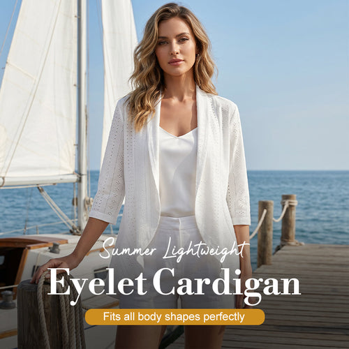 Women's Summer Lightweight Eyelet Cardigan – Breathable, Open, Stylish Cover-Up 🌊