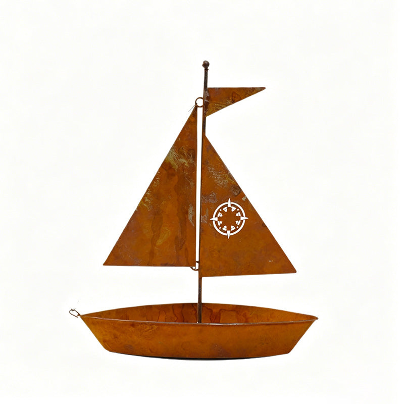 🌱 Rustic Sailboat Metal Planter – Handcrafted, weather-resistant & perfect for succulents, herbs or flowers – charming garden or shelf decor 🏡