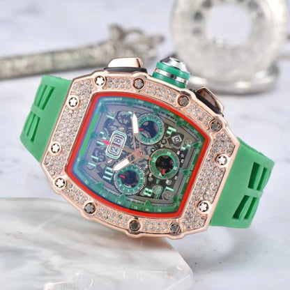📢📢40% OFF !! ⏰ Luxury Men's Tonneau-Shaped Watch with Rhinestone Embellishment