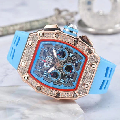 📢📢40% OFF !! ⏰ Luxury Men's Tonneau-Shaped Watch with Rhinestone Embellishment