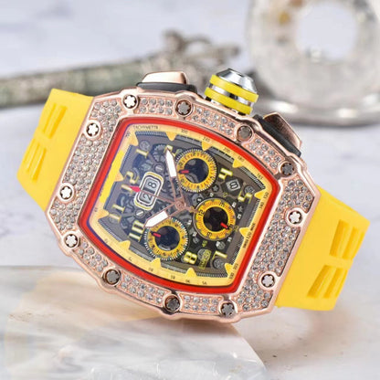 📢📢40% OFF !! ⏰ Luxury Men's Tonneau-Shaped Watch with Rhinestone Embellishment