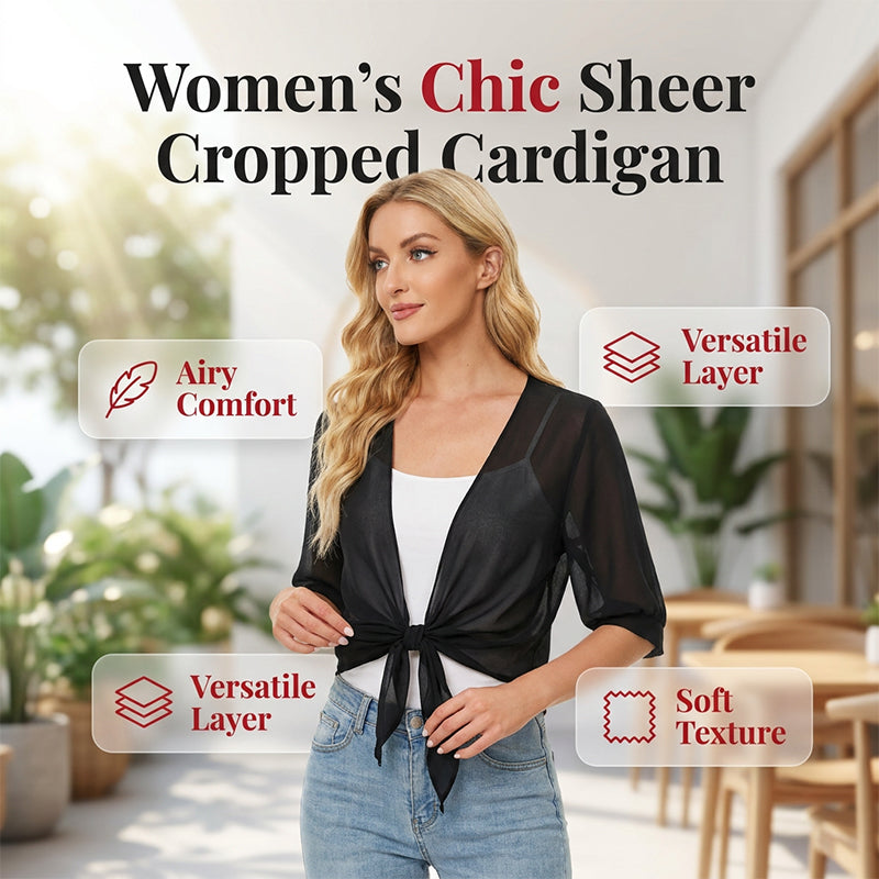 Women's Elegant Chiffon Tie-Front Cropped Top