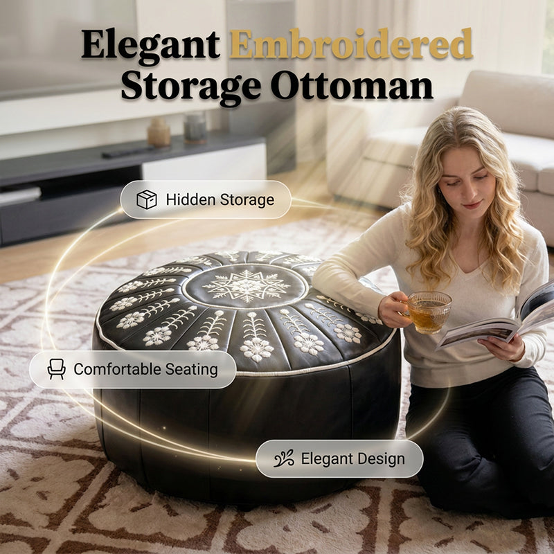 High-end luxury-quality leather Versatile Round Storage Seat