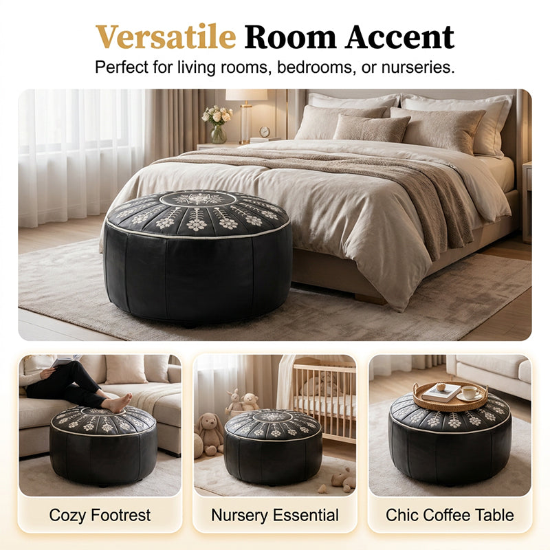 High-end luxury-quality leather Versatile Round Storage Seat