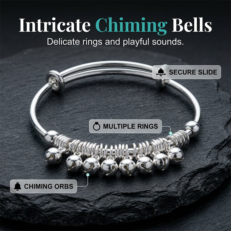 📢📢⏰Adjustable Silver Bell Charm Bangle Bracelet