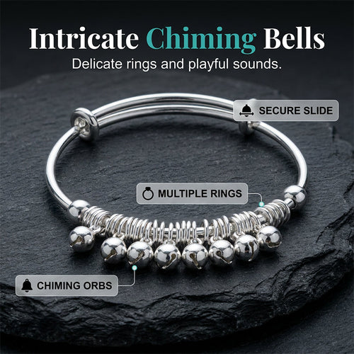 📢📢⏰Adjustable Silver Bell Charm Bangle Bracelet