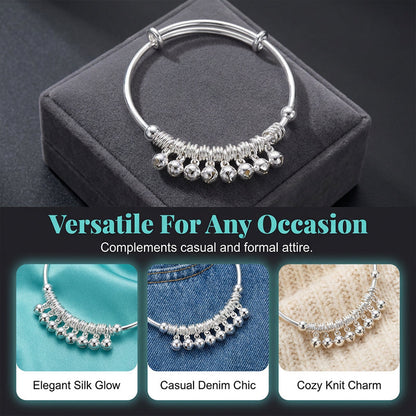 📢📢⏰Adjustable Silver Bell Charm Bangle Bracelet