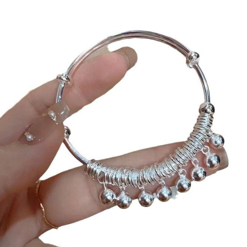 📢📢⏰Adjustable Silver Bell Charm Bangle Bracelet