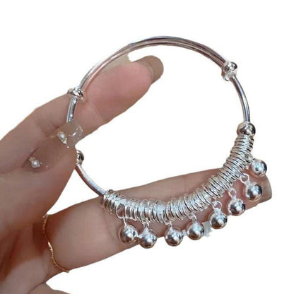📢📢⏰Adjustable Silver Bell Charm Bangle Bracelet