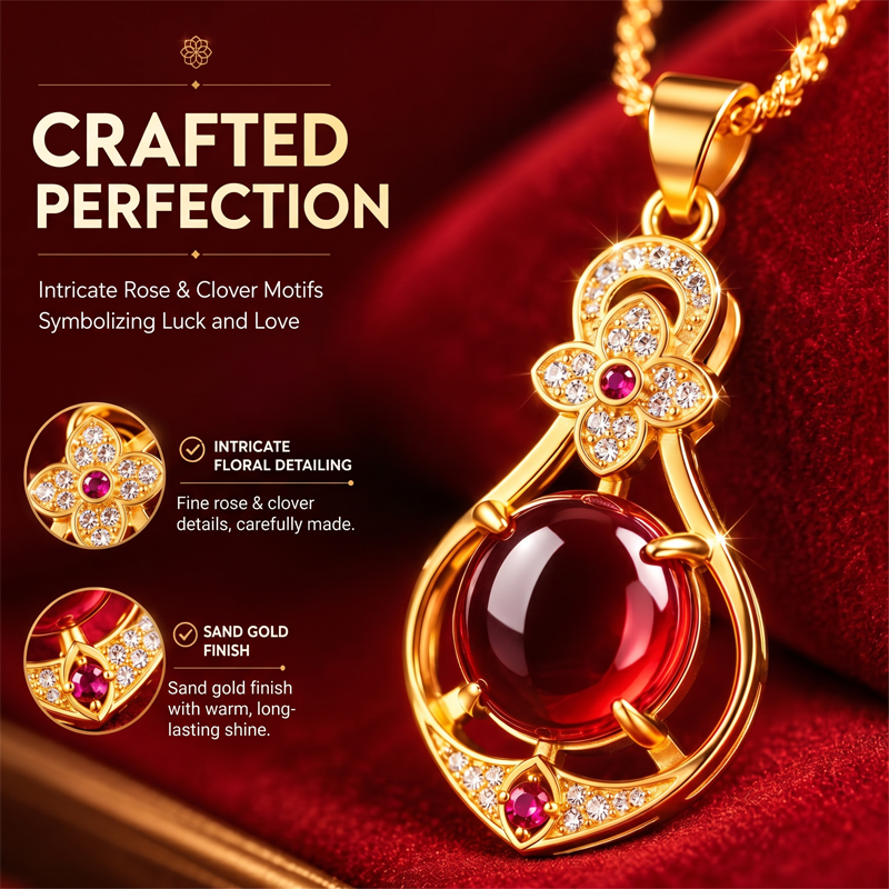 Elegant Four-Leaf Clover Teardrop Necklace