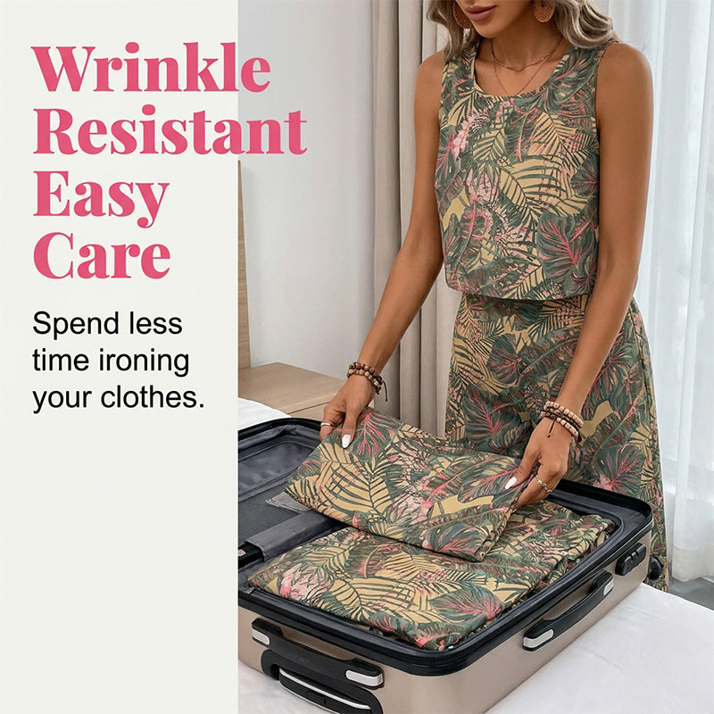 📢📢30% OFF !! ⏰ Women's Printed Sleeveless Top & Wide-Leg Pants Set – Flowy & breathable – Perfect for summer, beach or resort wear – effortless chic 🌸