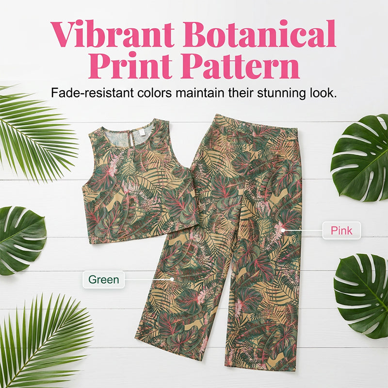 📢📢30% OFF !! ⏰ Women's Printed Sleeveless Top & Wide-Leg Pants Set – Flowy & breathable – Perfect for summer, beach or resort wear – effortless chic 🌸