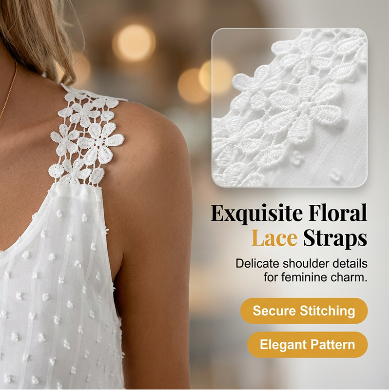👗 Elegant Dot Lace Strap Tank Top 💕