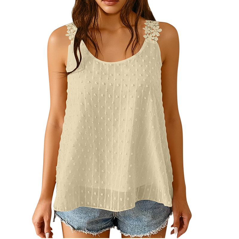 👗 Elegant Dot Lace Strap Tank Top 💕