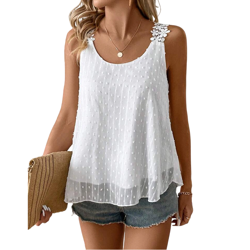 👗 Elegant Dot Lace Strap Tank Top 💕