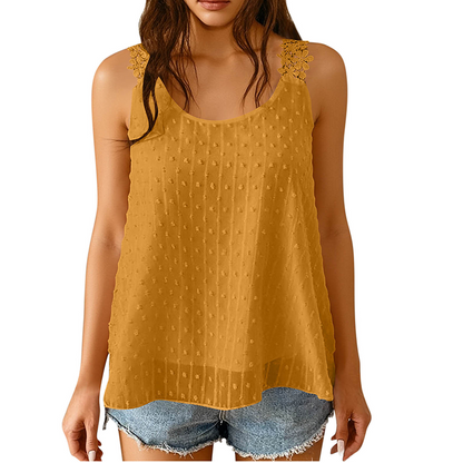 👗 Elegant Dot Lace Strap Tank Top 💕