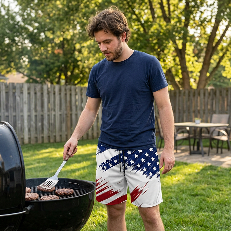 Men's Casual Printed Quick Dry Beach Shorts