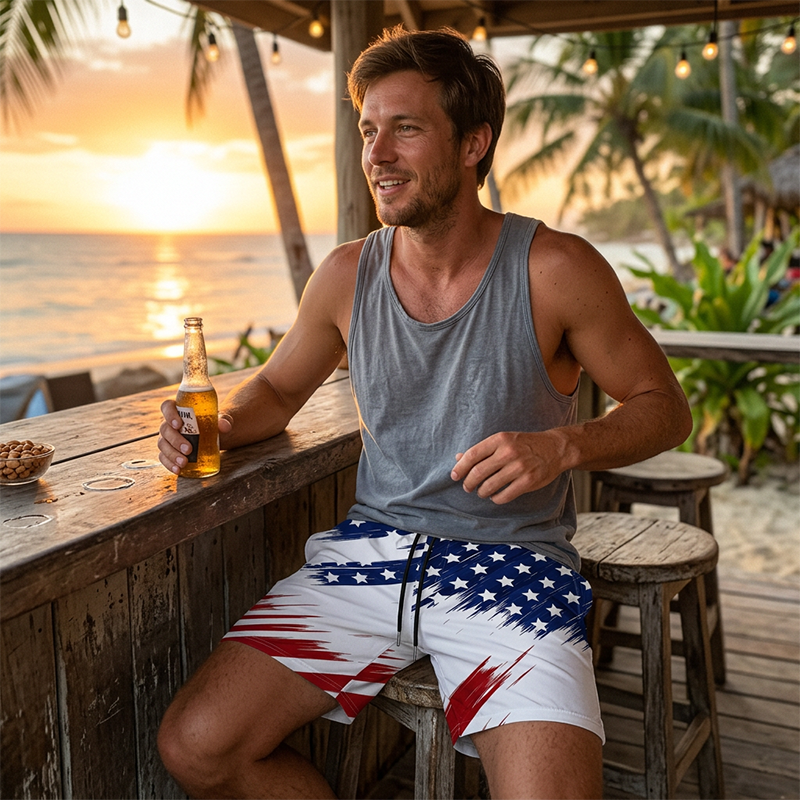 Men's Casual Printed Quick Dry Beach Shorts