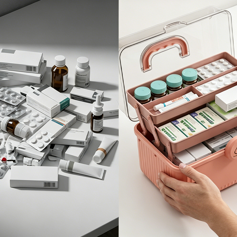 Multi-Tier First Aid Kit Organizer with Clear Lid