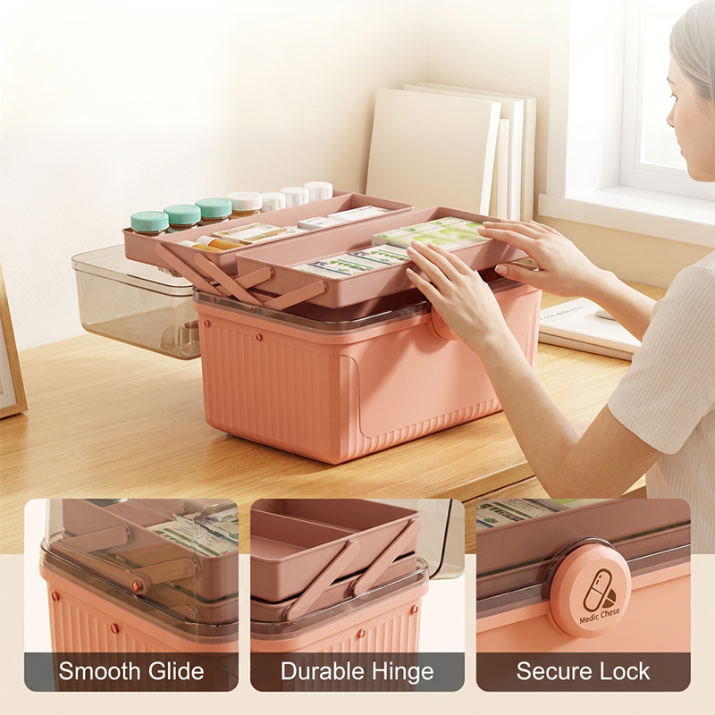 Multi-Tier First Aid Kit Organizer with Clear Lid