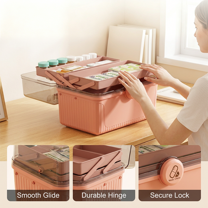 Multi-Tier First Aid Kit Organizer with Clear Lid
