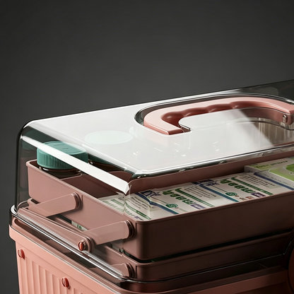 Multi-Tier First Aid Kit Organizer with Clear Lid