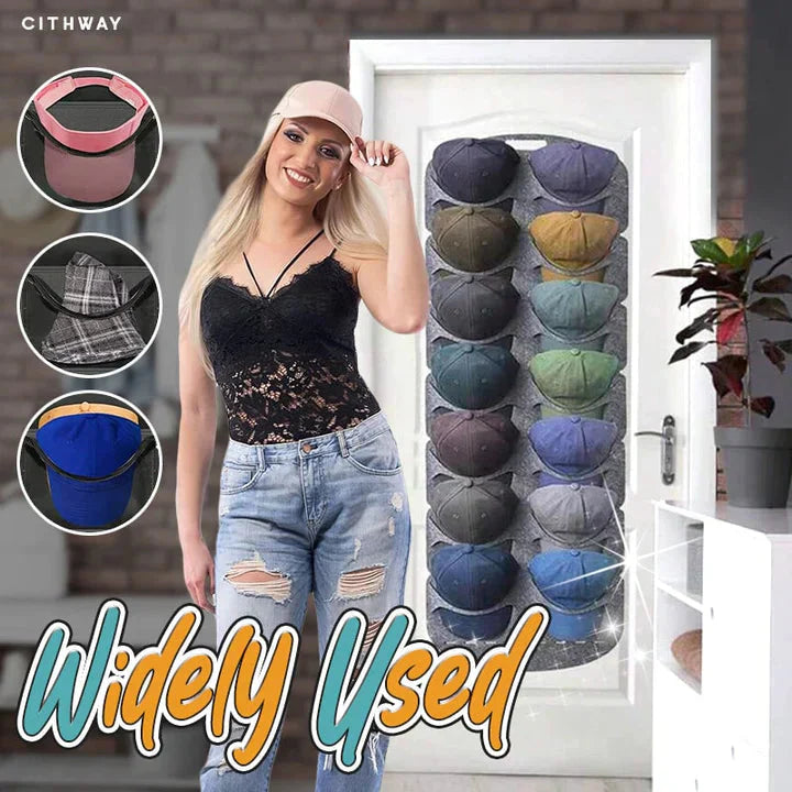 Hanging hat holder with multiple pockets