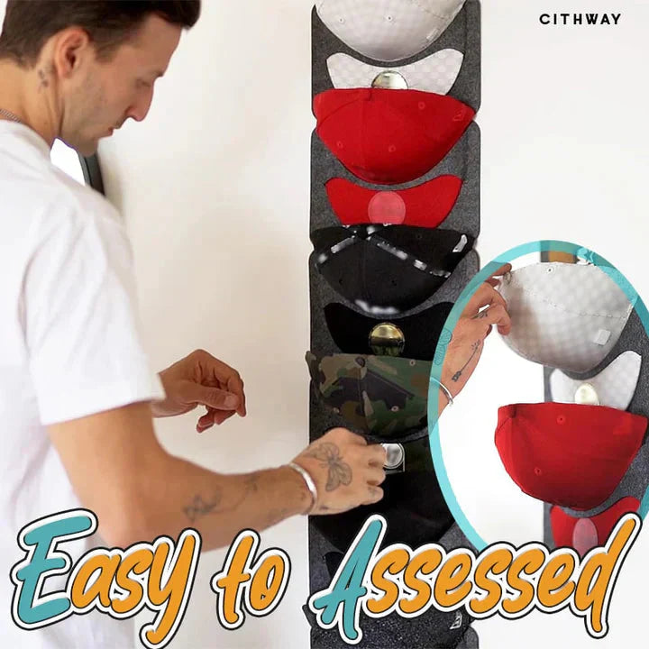 Hanging hat holder with multiple pockets