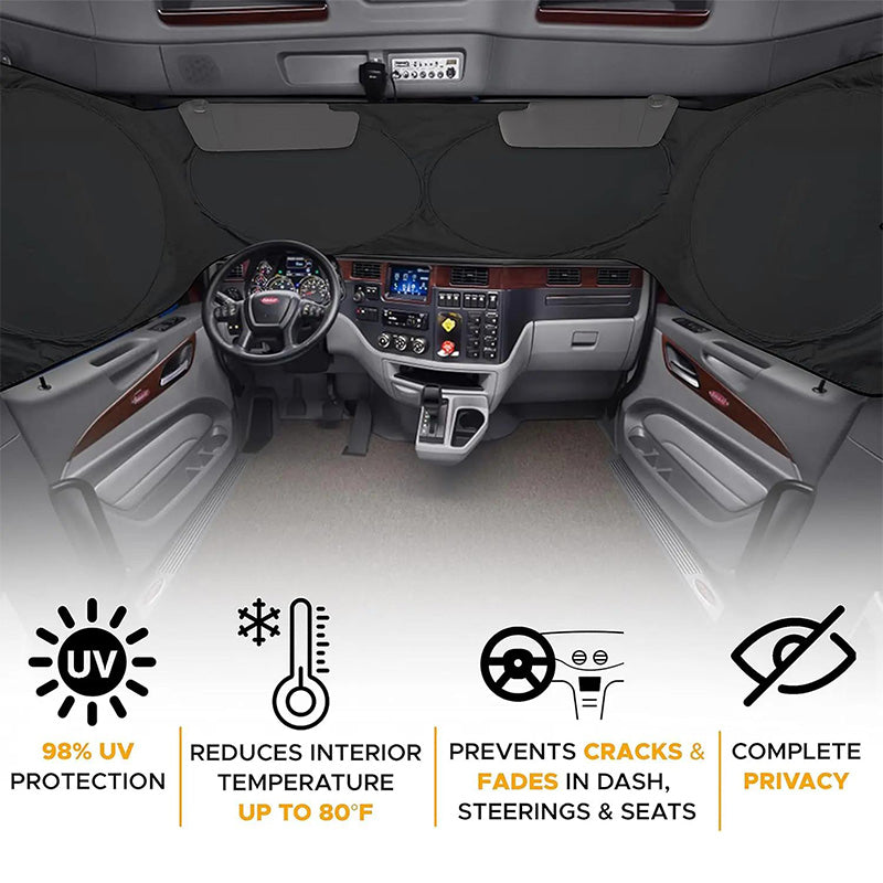 Truck Windshield Sunshade with UV Protection – Heavy-duty & heat-reflective🛡️