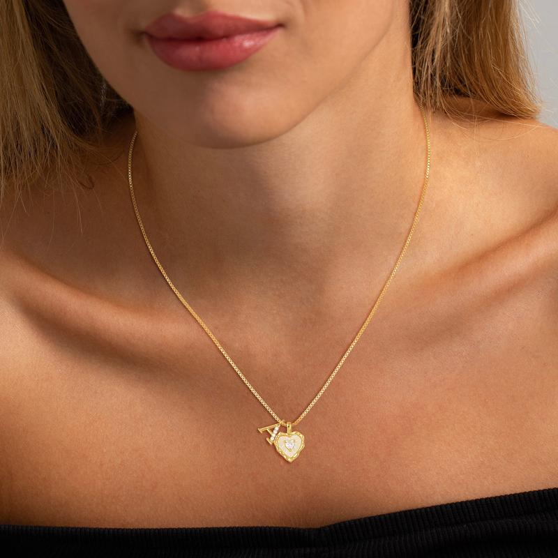💎💥 Heart Shaped Letters Micro Pave Chain Necklace – Initial Pendant, Titanium Steel, Adjustable ✨