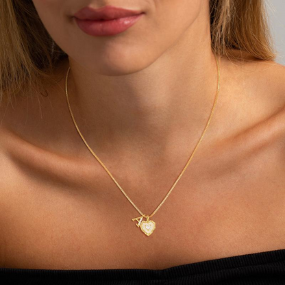 💎💥 Heart Shaped Letters Micro Pave Chain Necklace – Initial Pendant, Titanium Steel, Adjustable ✨