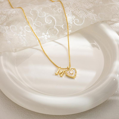 💎💥 Heart Shaped Letters Micro Pave Chain Necklace – Initial Pendant, Titanium Steel, Adjustable ✨
