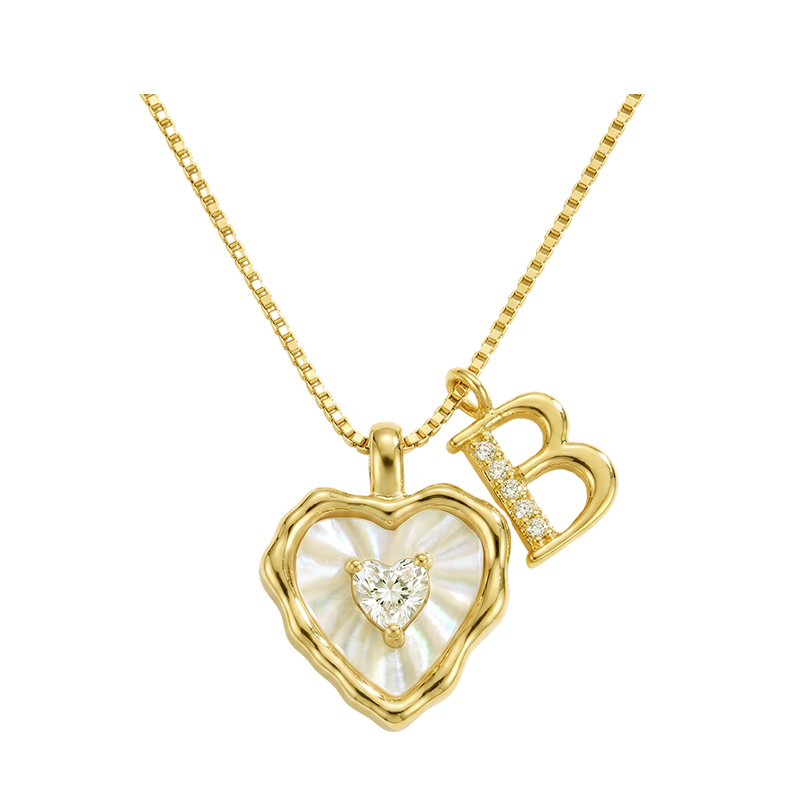 💎💥 Heart Shaped Letters Micro Pave Chain Necklace – Initial Pendant, Titanium Steel, Adjustable ✨