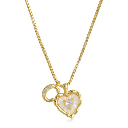 💎💥 Heart Shaped Letters Micro Pave Chain Necklace – Initial Pendant, Titanium Steel, Adjustable ✨