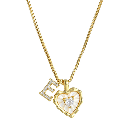 💎💥 Heart Shaped Letters Micro Pave Chain Necklace – Initial Pendant, Titanium Steel, Adjustable ✨