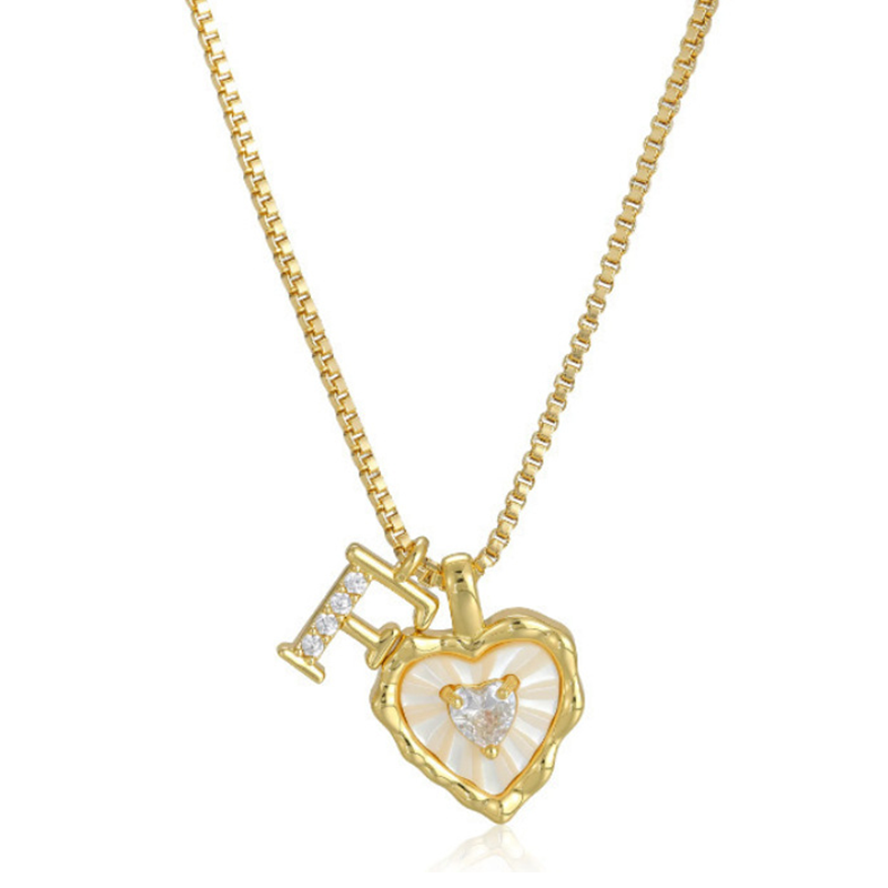 💎💥 Heart Shaped Letters Micro Pave Chain Necklace – Initial Pendant, Titanium Steel, Adjustable ✨