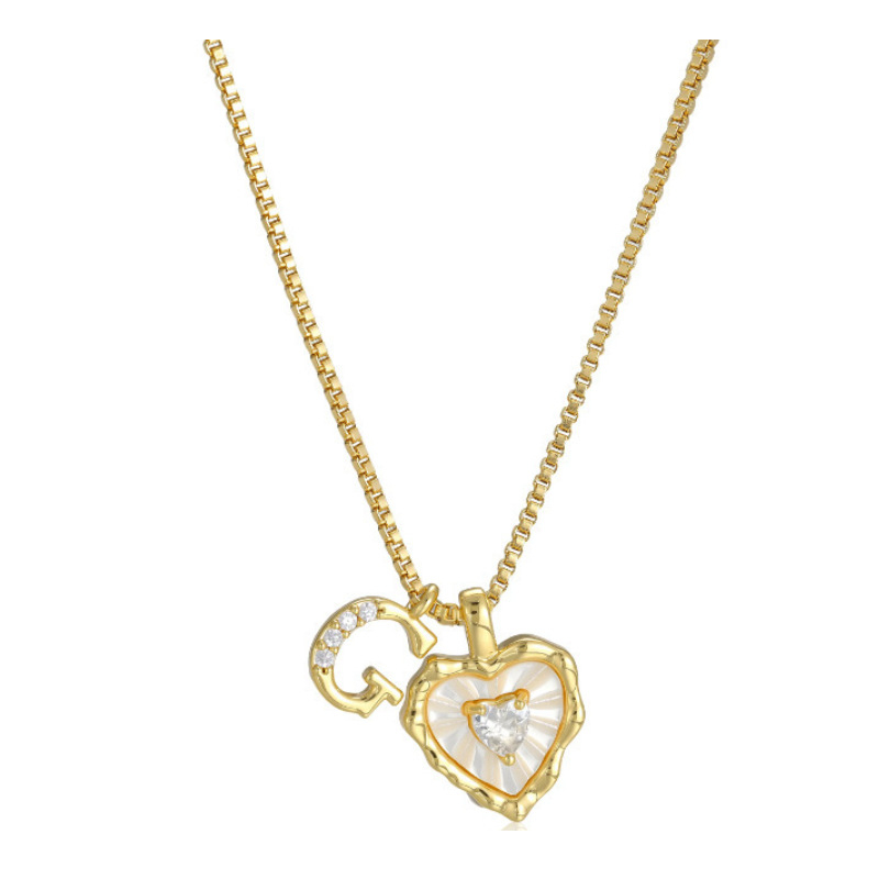 💎💥 Heart Shaped Letters Micro Pave Chain Necklace – Initial Pendant, Titanium Steel, Adjustable ✨