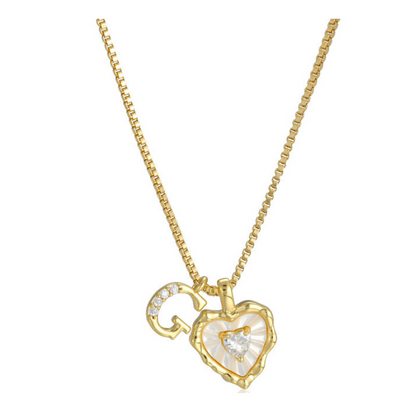 💎💥 Heart Shaped Letters Micro Pave Chain Necklace – Initial Pendant, Titanium Steel, Adjustable ✨