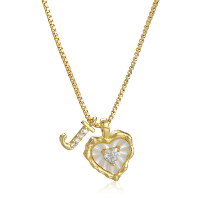 💎💥 Heart Shaped Letters Micro Pave Chain Necklace – Initial Pendant, Titanium Steel, Adjustable ✨