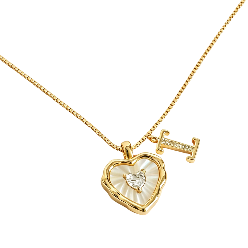 💎💥 Heart Shaped Letters Micro Pave Chain Necklace – Initial Pendant, Titanium Steel, Adjustable ✨