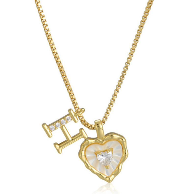 💎💥 Heart Shaped Letters Micro Pave Chain Necklace – Initial Pendant, Titanium Steel, Adjustable ✨