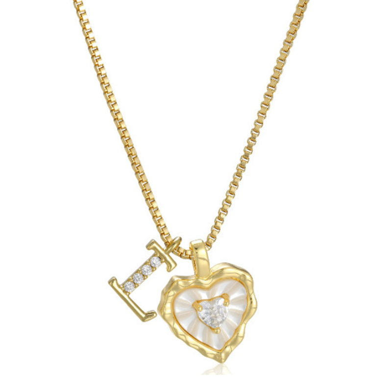 💎💥 Heart Shaped Letters Micro Pave Chain Necklace – Initial Pendant, Titanium Steel, Adjustable ✨