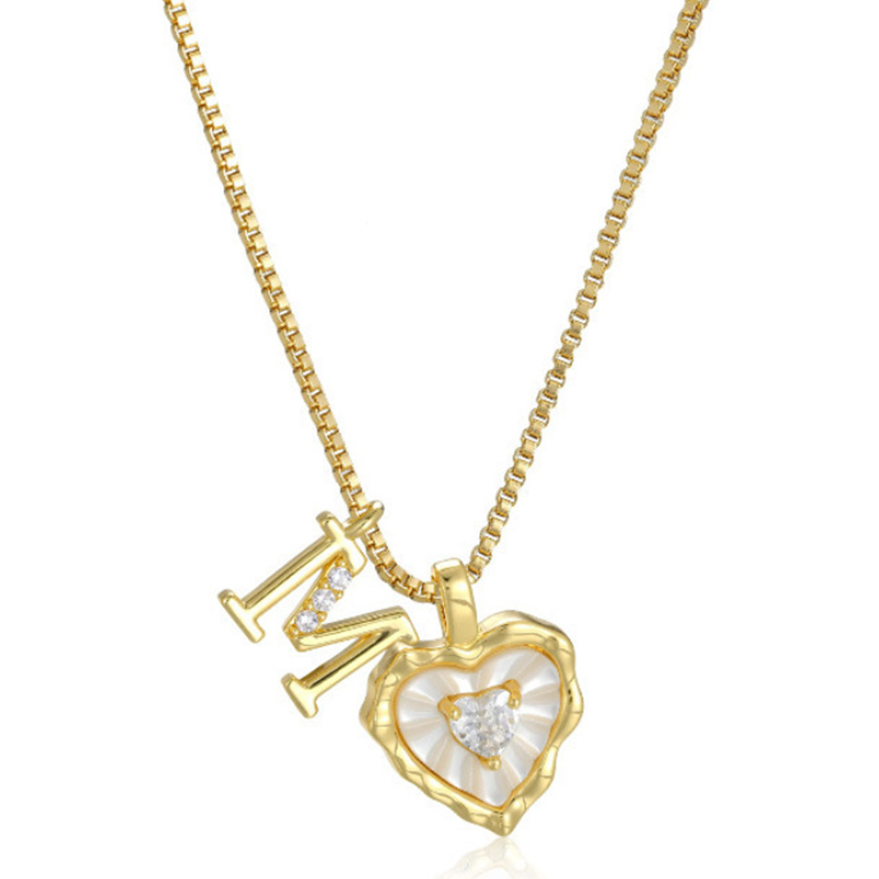 💎💥 Heart Shaped Letters Micro Pave Chain Necklace – Initial Pendant, Titanium Steel, Adjustable ✨