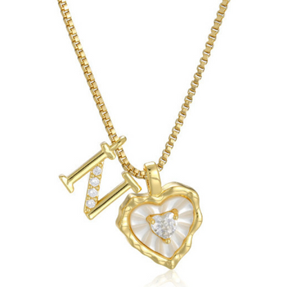 💎💥 Heart Shaped Letters Micro Pave Chain Necklace – Initial Pendant, Titanium Steel, Adjustable ✨