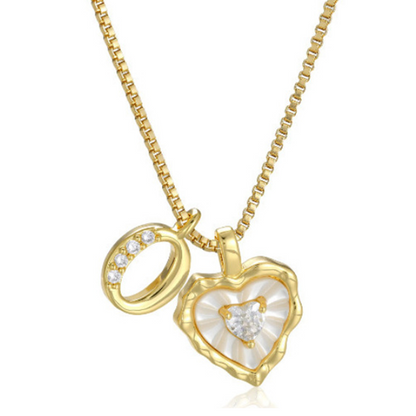 💎💥 Heart Shaped Letters Micro Pave Chain Necklace – Initial Pendant, Titanium Steel, Adjustable ✨