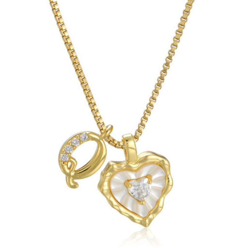 💎💥 Heart Shaped Letters Micro Pave Chain Necklace – Initial Pendant, Titanium Steel, Adjustable ✨