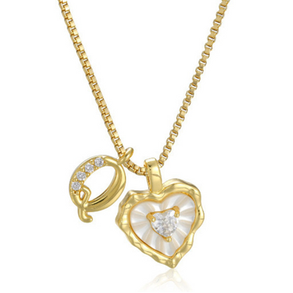 💎💥 Heart Shaped Letters Micro Pave Chain Necklace – Initial Pendant, Titanium Steel, Adjustable ✨