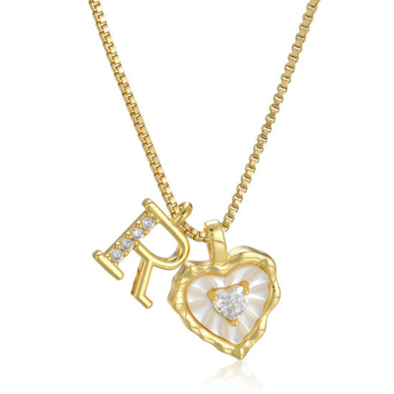 💎💥 Heart Shaped Letters Micro Pave Chain Necklace – Initial Pendant, Titanium Steel, Adjustable ✨